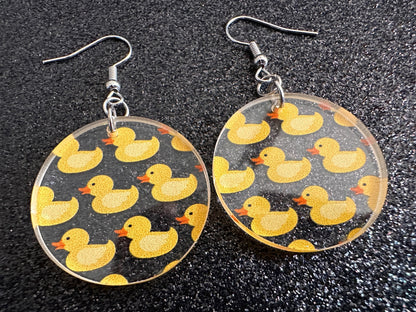 Ducky Earrings: Laser Cut Acrylic Ducks, Duckies, "Rubber" Duck Earrings, Bath Time, Ducks, Duckies, Animals, Bird, Gift for Her/Him/Them