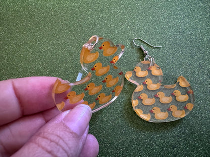 Ducky Earrings: Laser Cut Acrylic Ducks, Duckies, "Rubber" Duck Earrings, Bath Time, Ducks, Duckies, Animals, Bird, Gift for Her/Him/Them