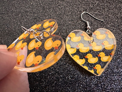 Ducky Earrings: Laser Cut Acrylic Ducks, Duckies, "Rubber" Duck Earrings, Bath Time, Ducks, Duckies, Animals, Bird, Gift for Her/Him/Them