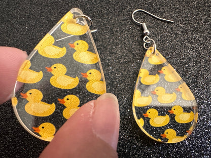 Ducky Earrings: Laser Cut Acrylic Ducks, Duckies, "Rubber" Duck Earrings, Bath Time, Ducks, Duckies, Animals, Bird, Gift for Her/Him/Them