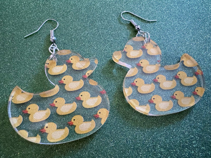 Ducky Earrings: Laser Cut Acrylic Ducks, Duckies, "Rubber" Duck Earrings, Bath Time, Ducks, Duckies, Animals, Bird, Gift for Her/Him/Them