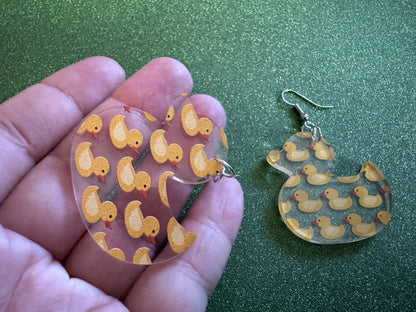 Ducky Earrings: Laser Cut Acrylic Ducks, Duckies, "Rubber" Duck Earrings, Bath Time, Ducks, Duckies, Animals, Bird, Gift for Her/Him/Them