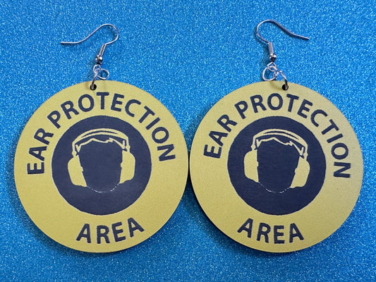 Ear Protection Area Earrings: Laser Cut Acrylic Earrings, Funny Novelty Earrings, Be Quiet Earrings, Silence, Best Gifts for Her/Him/Them