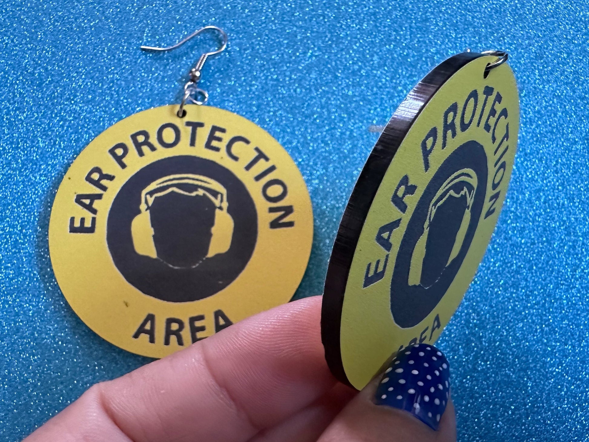 Ear Protection Area Earrings: Laser Cut Acrylic Earrings, Funny Novelty Earrings, Be Quiet Earrings, Silence, Best Gifts for Her/Him/Them