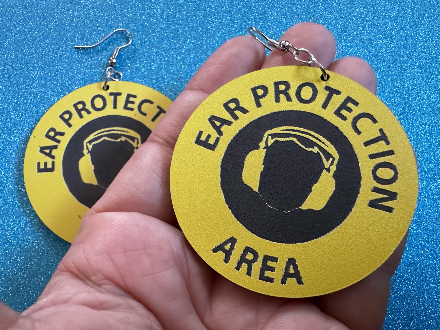 Ear Protection Area Earrings: Laser Cut Acrylic Earrings, Funny Novelty Earrings, Be Quiet Earrings, Silence, Best Gifts for Her/Him/Them