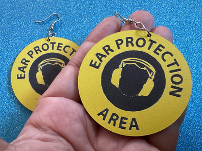 Ear Protection Area Earrings: Laser Cut Acrylic Earrings, Funny Novelty Earrings, Be Quiet Earrings, Silence, Best Gifts for Her/Him/Them