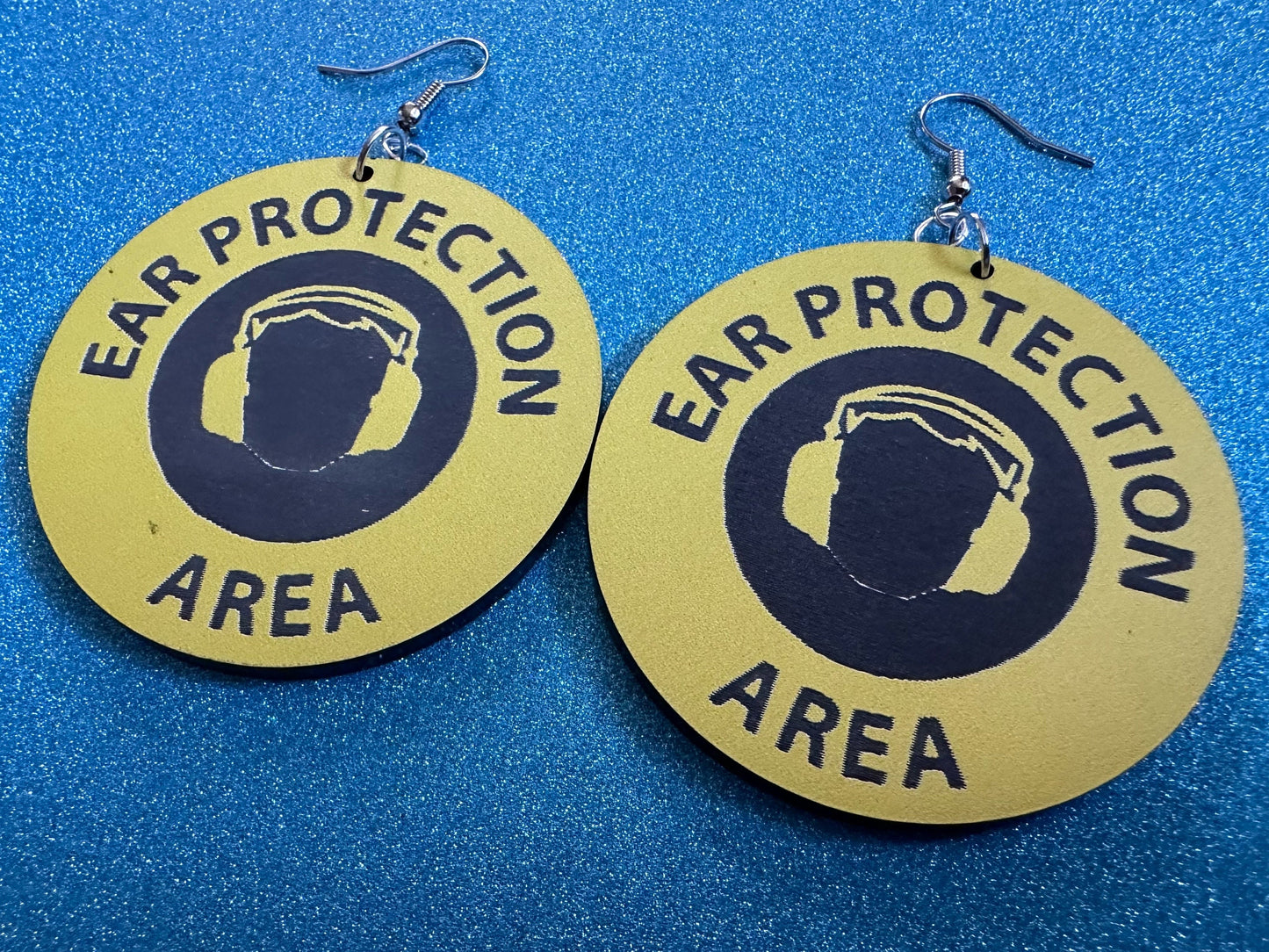 Ear Protection Area Earrings: Laser Cut Acrylic Earrings, Funny Novelty Earrings, Be Quiet Earrings, Silence, Best Gifts for Her/Him/Them