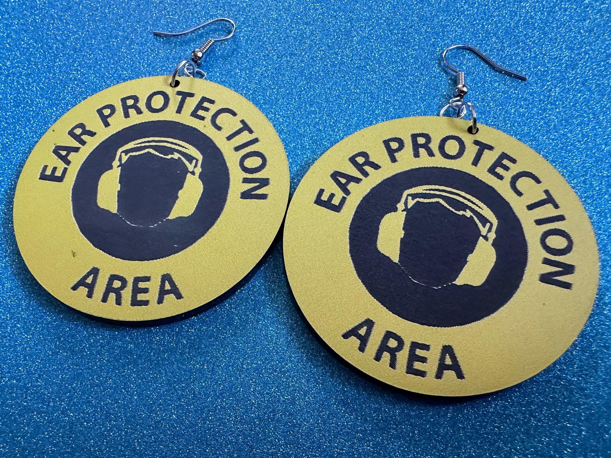 Ear Protection Area Earrings: Laser Cut Acrylic Earrings, Funny Novelty Earrings, Be Quiet Earrings, Silence, Best Gifts for Her/Him/Them
