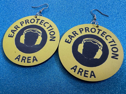 Ear Protection Area Earrings: Laser Cut Acrylic Earrings, Funny Novelty Earrings, Be Quiet Earrings, Silence, Best Gifts for Her/Him/Them