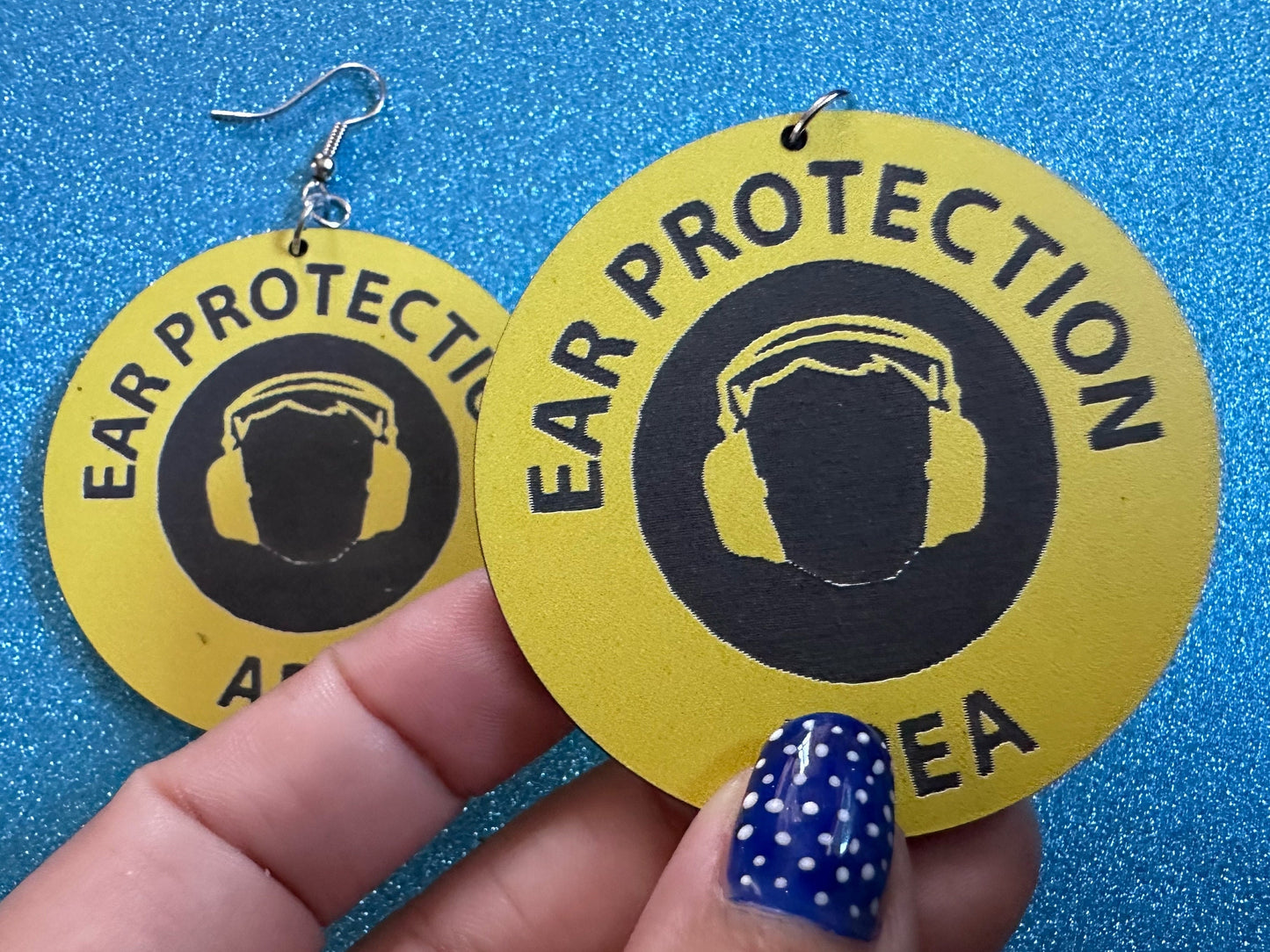 Ear Protection Area Earrings: Laser Cut Acrylic Earrings, Funny Novelty Earrings, Be Quiet Earrings, Silence, Best Gifts for Her/Him/Them