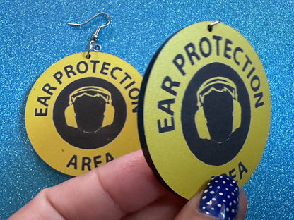 Ear Protection Area Earrings: Laser Cut Acrylic Earrings, Funny Novelty Earrings, Be Quiet Earrings, Silence, Best Gifts for Her/Him/Them