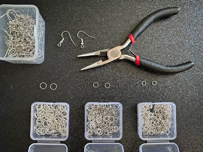 Earring Repair Kit to Fix Most Broken Earrings: Jewelry Pliers, Jump Rings, Jewelry Connectors, Fish Hooks, Organizational Boxes As Pictured