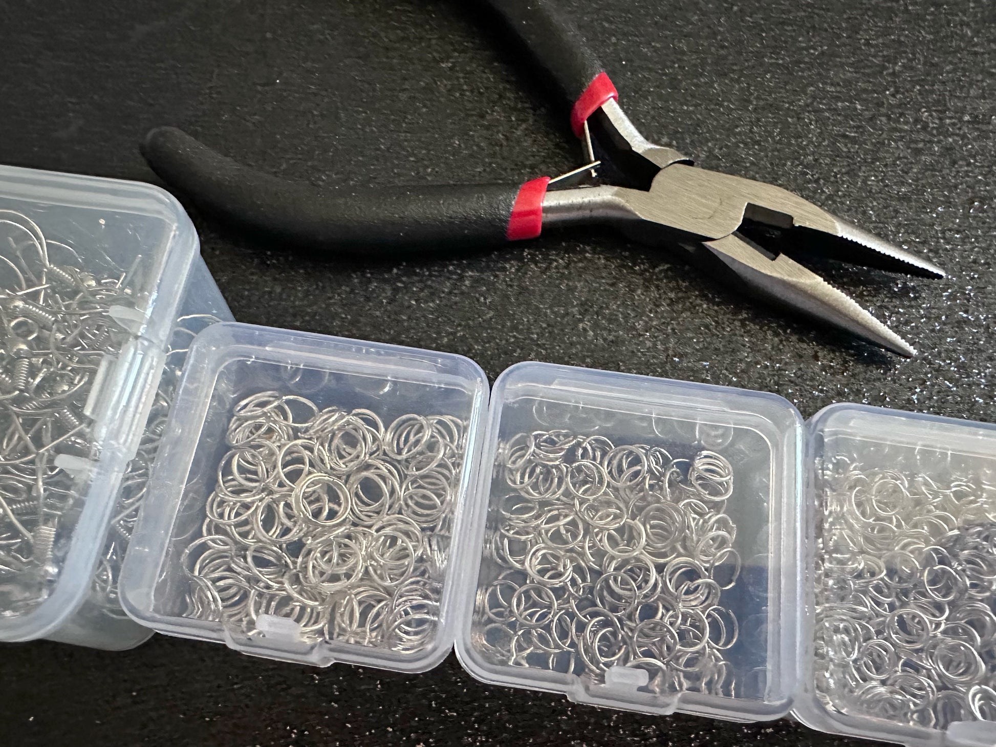 Earring Repair Kit to Fix Most Broken Earrings: Jewelry Pliers, Jump Rings, Jewelry Connectors, Fish Hooks, Organizational Boxes As Pictured