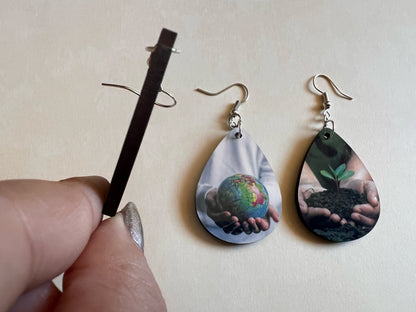 Earth Day Earrings: Planet, Green, Protect Mother Earth, Sublimated, Best Gifts for Her/Him/Them