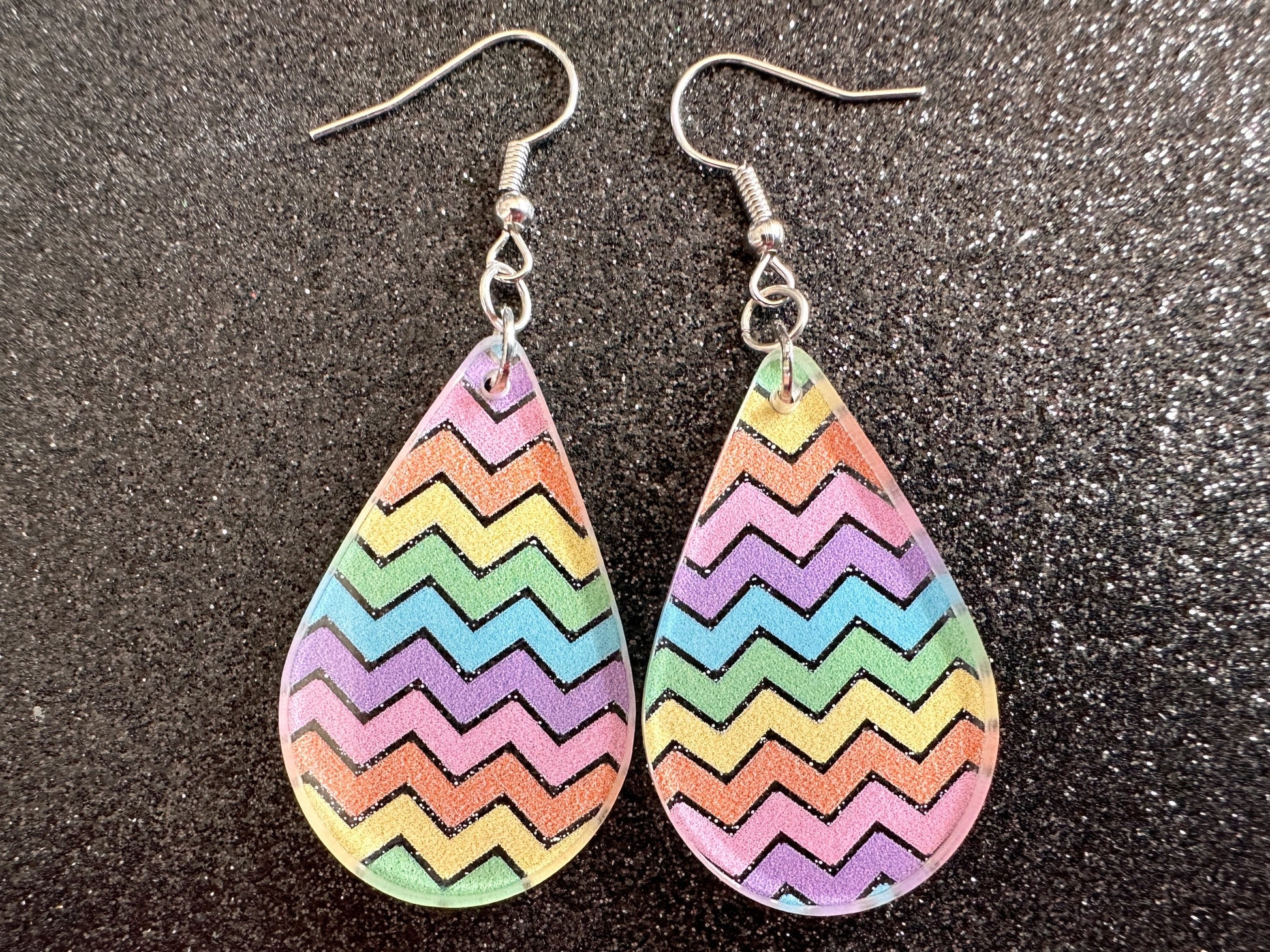 Easter Earrings: Laser Cut Acrylic Earrings, Easter Egg, Easter Bunny, Zig Zags, Easter Colors, Rainbow, Pride, Best Gifts for Her/Him/Them