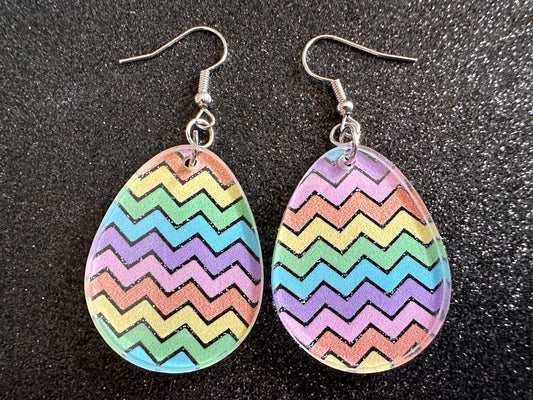 Easter Earrings: Laser Cut Acrylic Earrings, Easter Egg, Easter Bunny, Zig Zags, Easter Colors, Rainbow, Pride, Best Gifts for Her/Him/Them