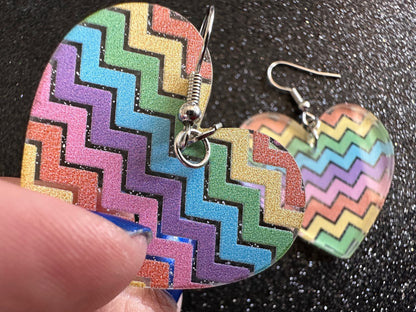 Easter Earrings: Laser Cut Acrylic Earrings, Easter Egg, Easter Bunny, Zig Zags, Easter Colors, Rainbow, Pride, Best Gifts for Her/Him/Them