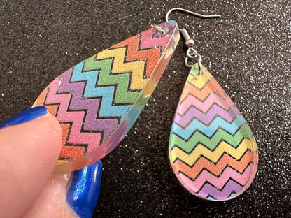 Easter Earrings: Laser Cut Acrylic Earrings, Easter Egg, Easter Bunny, Zig Zags, Easter Colors, Rainbow, Pride, Best Gifts for Her/Him/Them