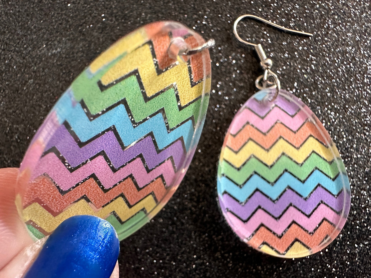 Easter Earrings: Laser Cut Acrylic Earrings, Easter Egg, Easter Bunny, Zig Zags, Easter Colors, Rainbow, Pride, Best Gifts for Her/Him/Them