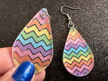 Easter Earrings: Laser Cut Acrylic Earrings, Easter Egg, Easter Bunny, Zig Zags, Easter Colors, Rainbow, Pride, Best Gifts for Her/Him/Them