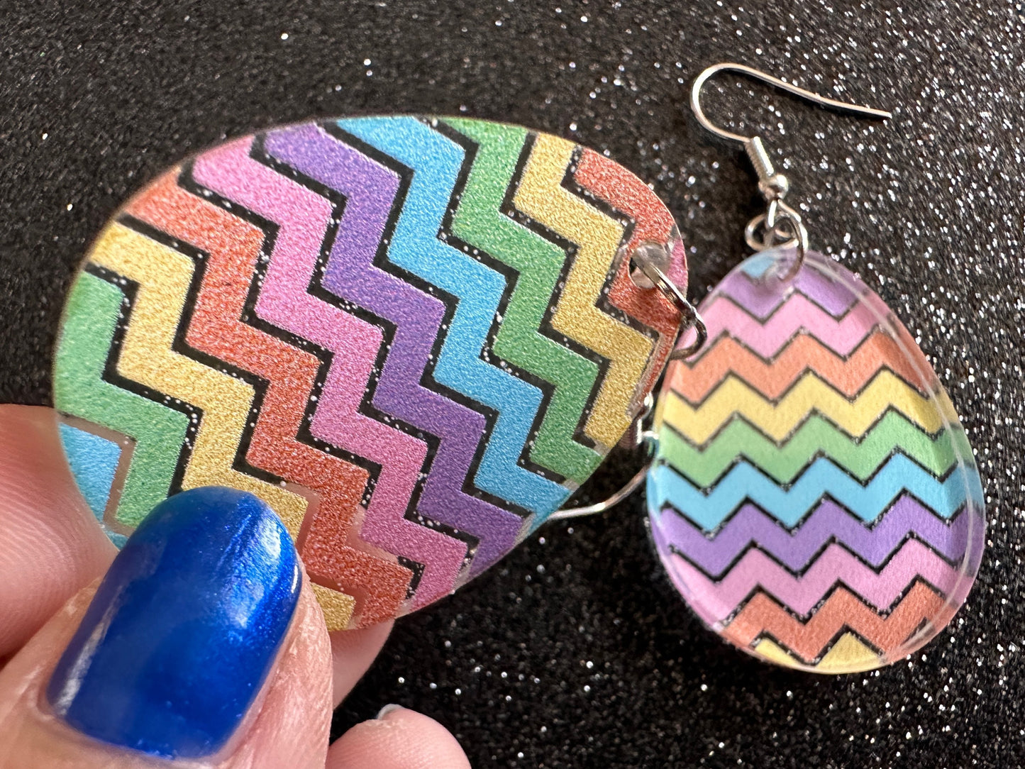 Easter Earrings: Laser Cut Acrylic Earrings, Easter Egg, Easter Bunny, Zig Zags, Easter Colors, Rainbow, Pride, Best Gifts for Her/Him/Them