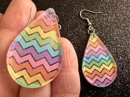 Easter Earrings: Laser Cut Acrylic Earrings, Easter Egg, Easter Bunny, Zig Zags, Easter Colors, Rainbow, Pride, Best Gifts for Her/Him/Them
