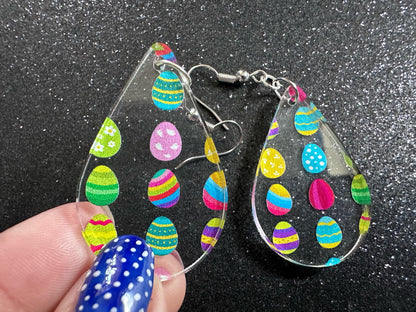 Easter Egg Earrings: Laser Cut Acrylic Earrings, Easter Eggs, Easter Bunny, Pysanky, Easter Colors, Rainbow, Best Gifts for Her/Him/Them