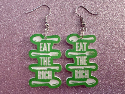 Eat the Rich Earrings: Revolution, Protest, Anti-Capitalism Activism, Activist, Socialism, Political Guillotine, Best Gifts for Her/Him/Them
