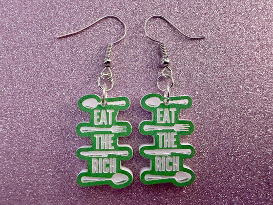 Eat the Rich Earrings: Revolution, Protest, Anti-Capitalism Activism, Activist, Socialism, Political Guillotine, Best Gifts for Her/Him/Them
