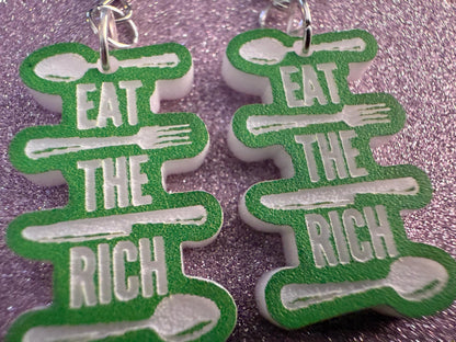 Eat the Rich Earrings: Revolution, Protest, Anti-Capitalism Activism, Activist, Socialism, Political Guillotine, Best Gifts for Her/Him/Them