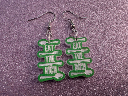 Eat the Rich Earrings: Revolution, Protest, Anti-Capitalism Activism, Activist, Socialism, Political Guillotine, Best Gifts for Her/Him/Them