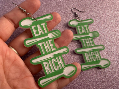 Eat the Rich Earrings: Revolution, Protest, Anti-Capitalism Activism, Activist, Socialism, Political Guillotine, Best Gifts for Her/Him/Them