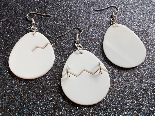 Egg Earrings: Laser Cut Acrylic Eggs, Cracked Eggs, Hatching Eggs, Bird Egg, Food Earrings, Best Gifts for Her/Him/Them