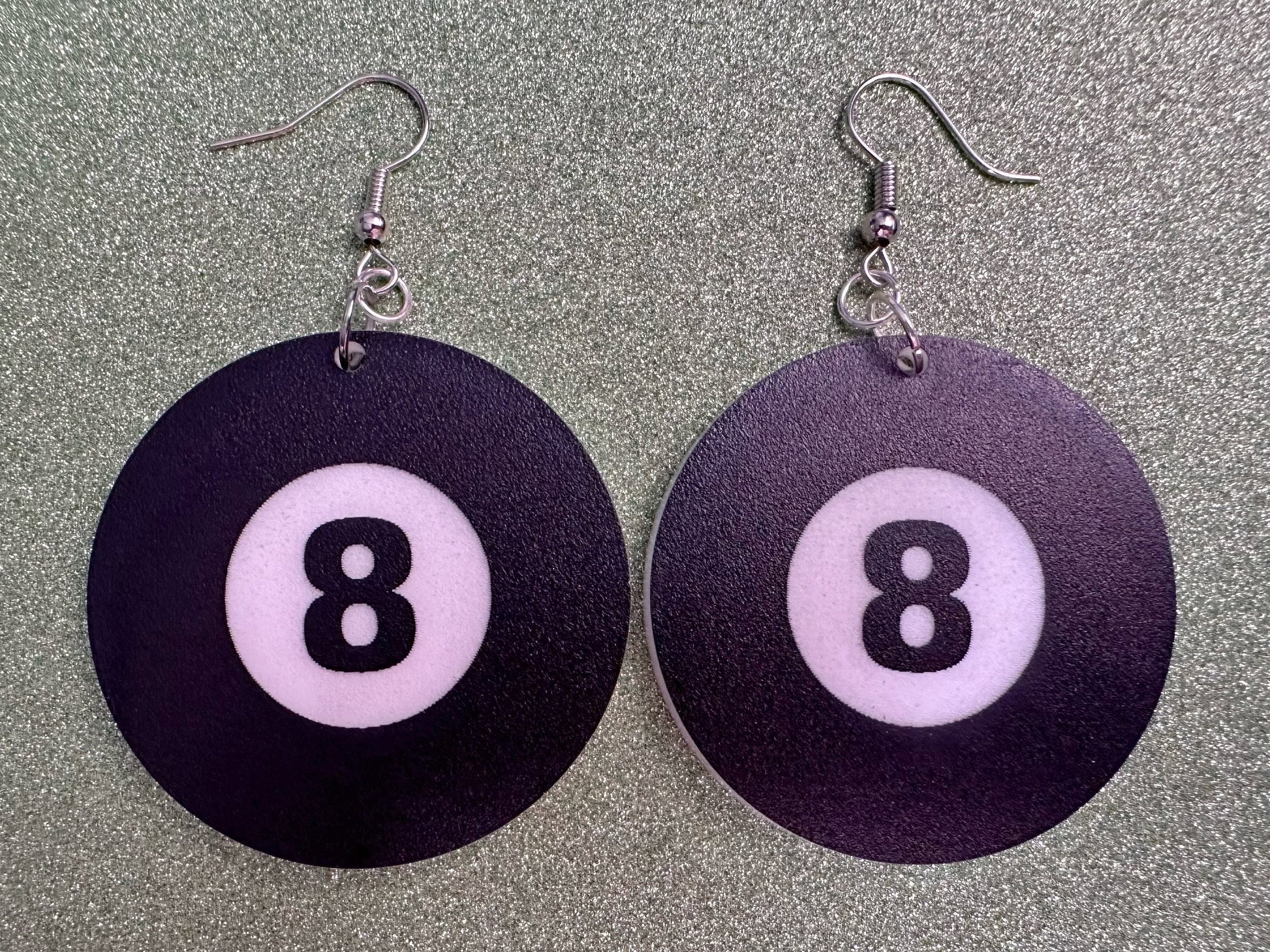 Eight Ball Earrings: Laser Cut Acrylic 8 Balls, Eight Ball Pool Balls, Billiard, Pool Rack, Sports, Hobby, Pub, Best Gifts for Her/Him/Them