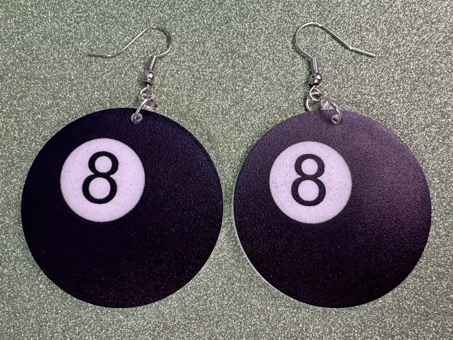 Eight Ball Earrings: Laser Cut Acrylic 8 Balls, Eight Ball Pool Balls, Billiard, Pool Rack, Sports, Hobby, Pub, Best Gifts for Her/Him/Them