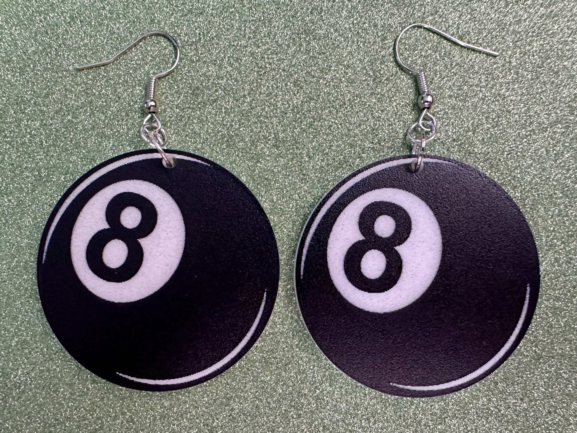 Eight Ball Earrings: Laser Cut Acrylic 8 Balls, Eight Ball Pool Balls, Billiard, Pool Rack, Sports, Hobby, Pub, Best Gifts for Her/Him/Them