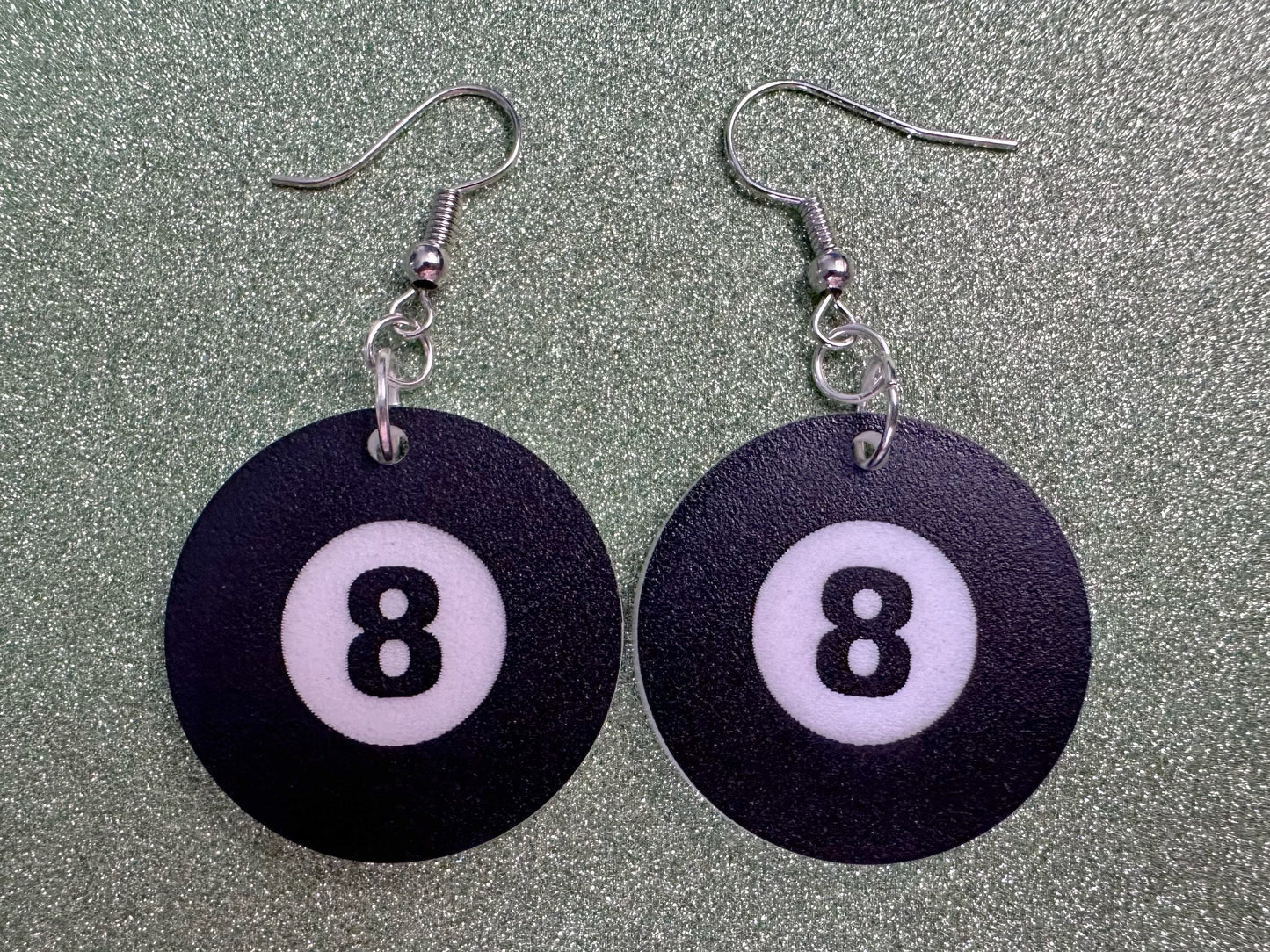 Eight Ball Earrings: Laser Cut Acrylic 8 Balls, Eight Ball Pool Balls, Billiard, Pool Rack, Sports, Hobby, Pub, Best Gifts for Her/Him/Them