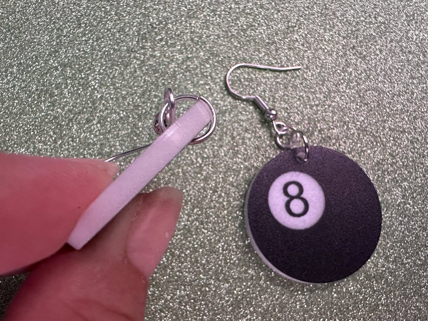 Eight Ball Earrings: Laser Cut Acrylic 8 Balls, Eight Ball Pool Balls, Billiard, Pool Rack, Sports, Hobby, Pub, Best Gifts for Her/Him/Them