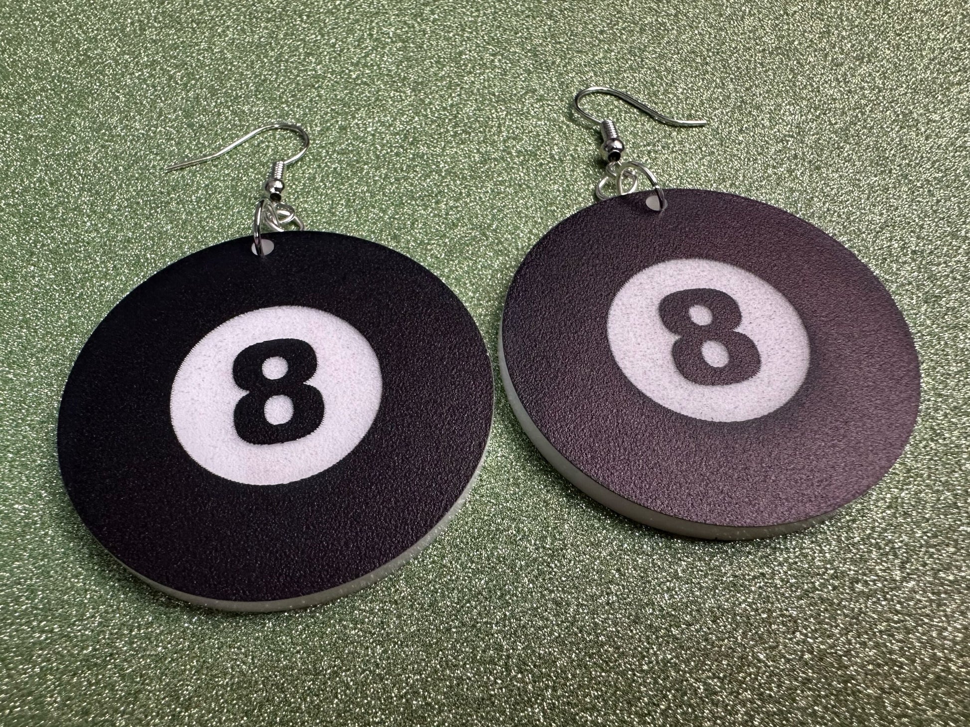 Eight Ball Earrings: Laser Cut Acrylic 8 Balls, Eight Ball Pool Balls, Billiard, Pool Rack, Sports, Hobby, Pub, Best Gifts for Her/Him/Them