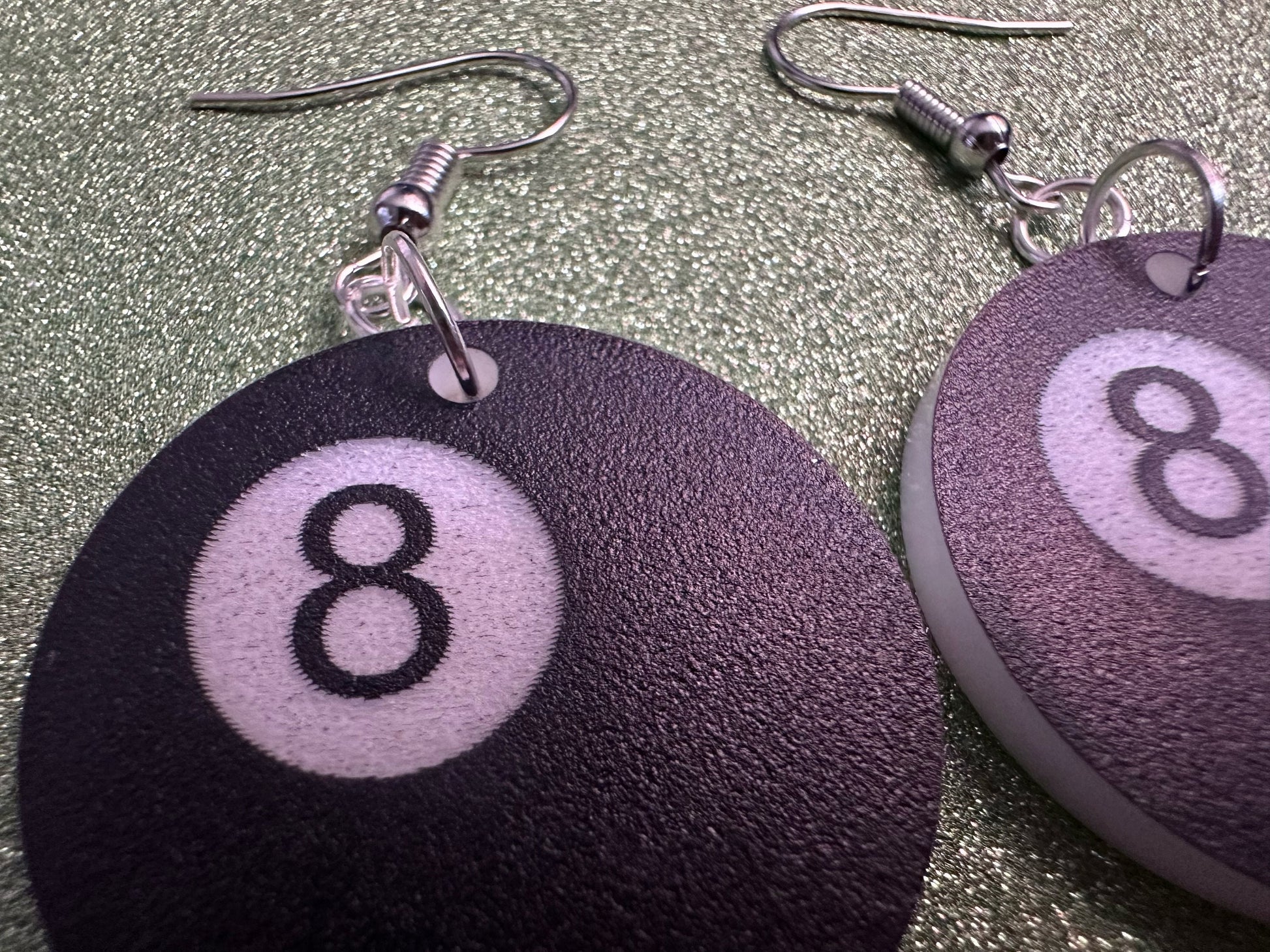 Eight Ball Earrings: Laser Cut Acrylic 8 Balls, Eight Ball Pool Balls, Billiard, Pool Rack, Sports, Hobby, Pub, Best Gifts for Her/Him/Them