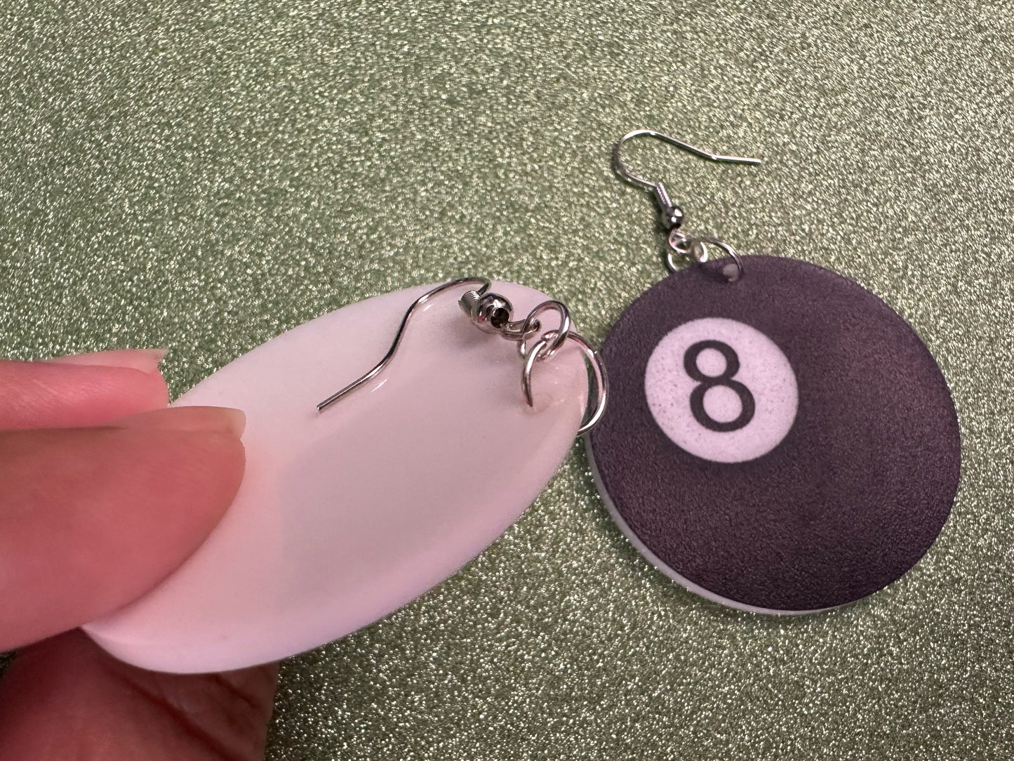 Eight Ball Earrings: Laser Cut Acrylic 8 Balls, Eight Ball Pool Balls, Billiard, Pool Rack, Sports, Hobby, Pub, Best Gifts for Her/Him/Them