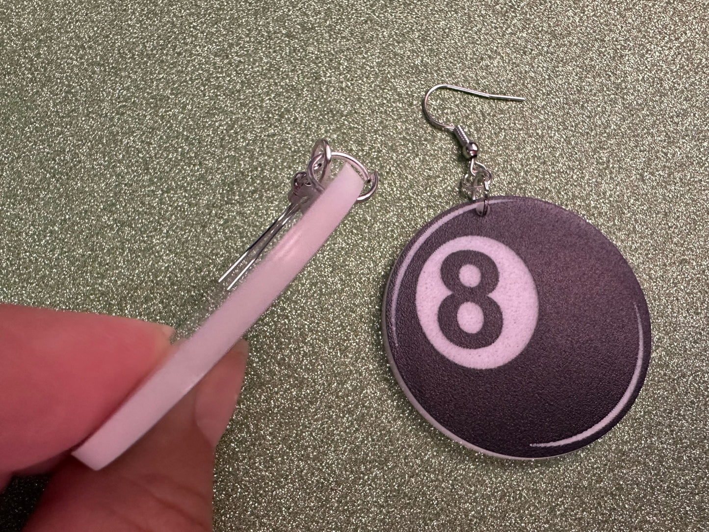 Eight Ball Earrings: Laser Cut Acrylic 8 Balls, Eight Ball Pool Balls, Billiard, Pool Rack, Sports, Hobby, Pub, Best Gifts for Her/Him/Them