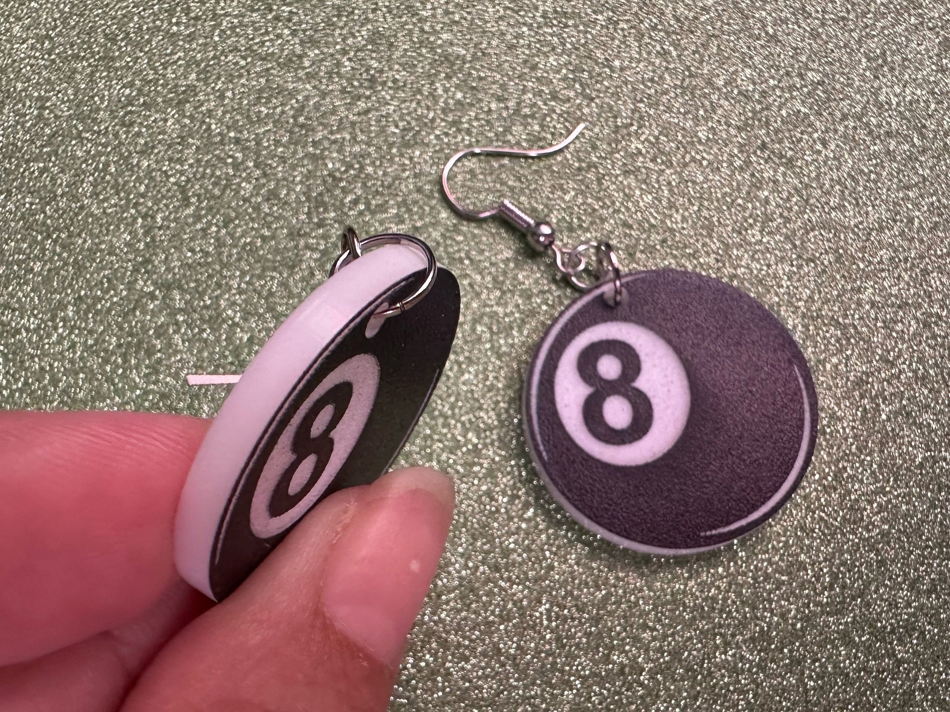 Eight Ball Earrings: Laser Cut Acrylic 8 Balls, Eight Ball Pool Balls, Billiard, Pool Rack, Sports, Hobby, Pub, Best Gifts for Her/Him/Them