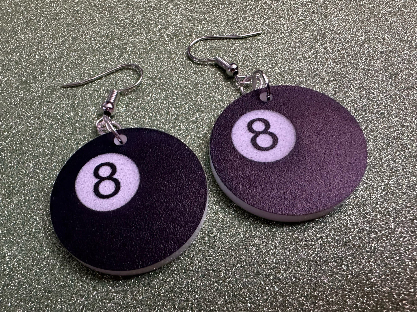 Eight Ball Earrings: Laser Cut Acrylic 8 Balls, Eight Ball Pool Balls, Billiard, Pool Rack, Sports, Hobby, Pub, Best Gifts for Her/Him/Them