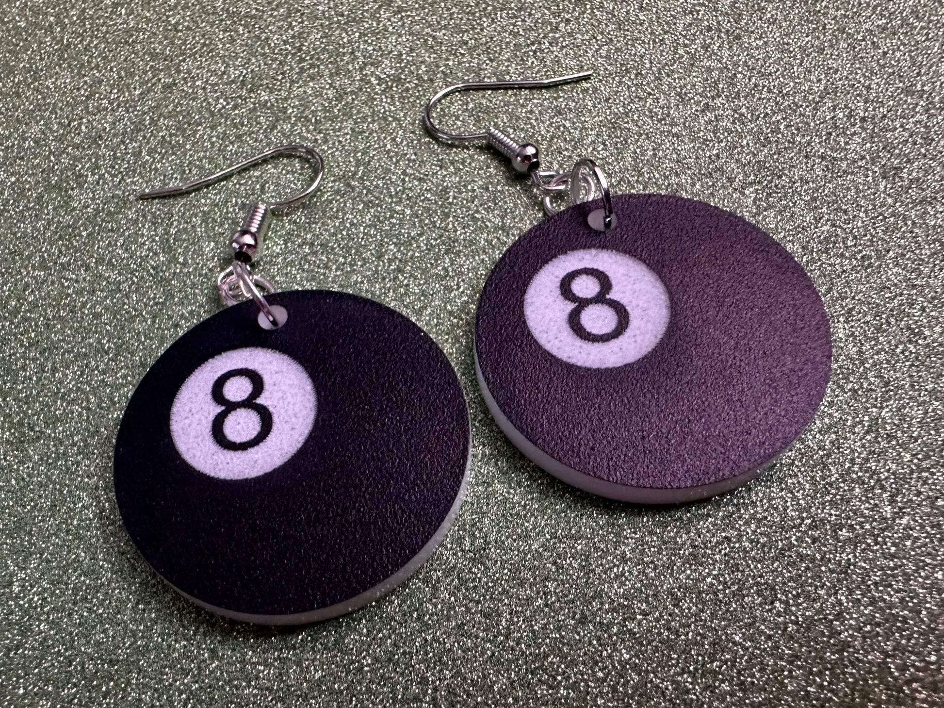 Eight Ball Earrings: Laser Cut Acrylic 8 Balls, Eight Ball Pool Balls, Billiard, Pool Rack, Sports, Hobby, Pub, Best Gifts for Her/Him/Them