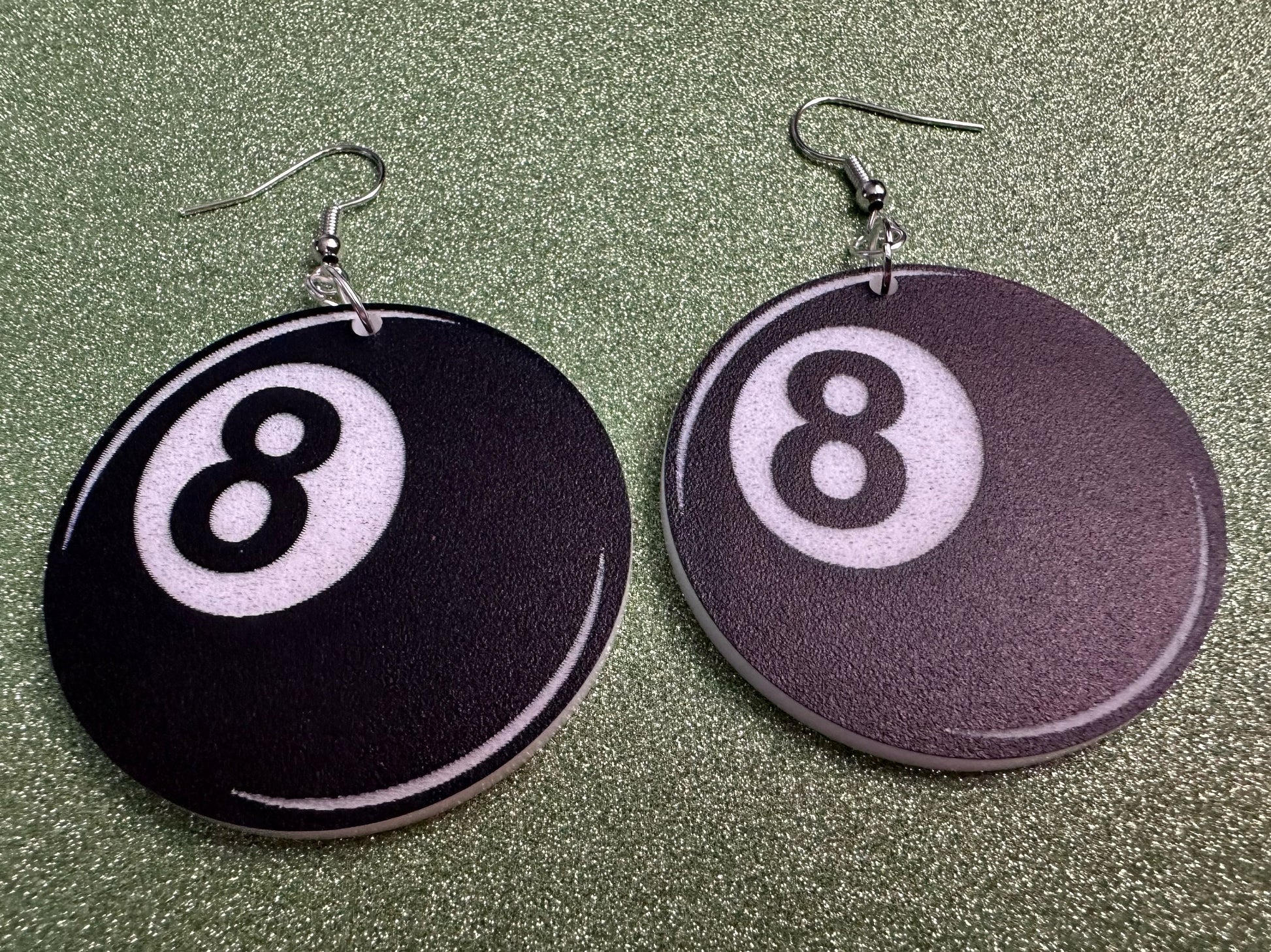 Eight Ball Earrings: Laser Cut Acrylic 8 Balls, Eight Ball Pool Balls, Billiard, Pool Rack, Sports, Hobby, Pub, Best Gifts for Her/Him/Them