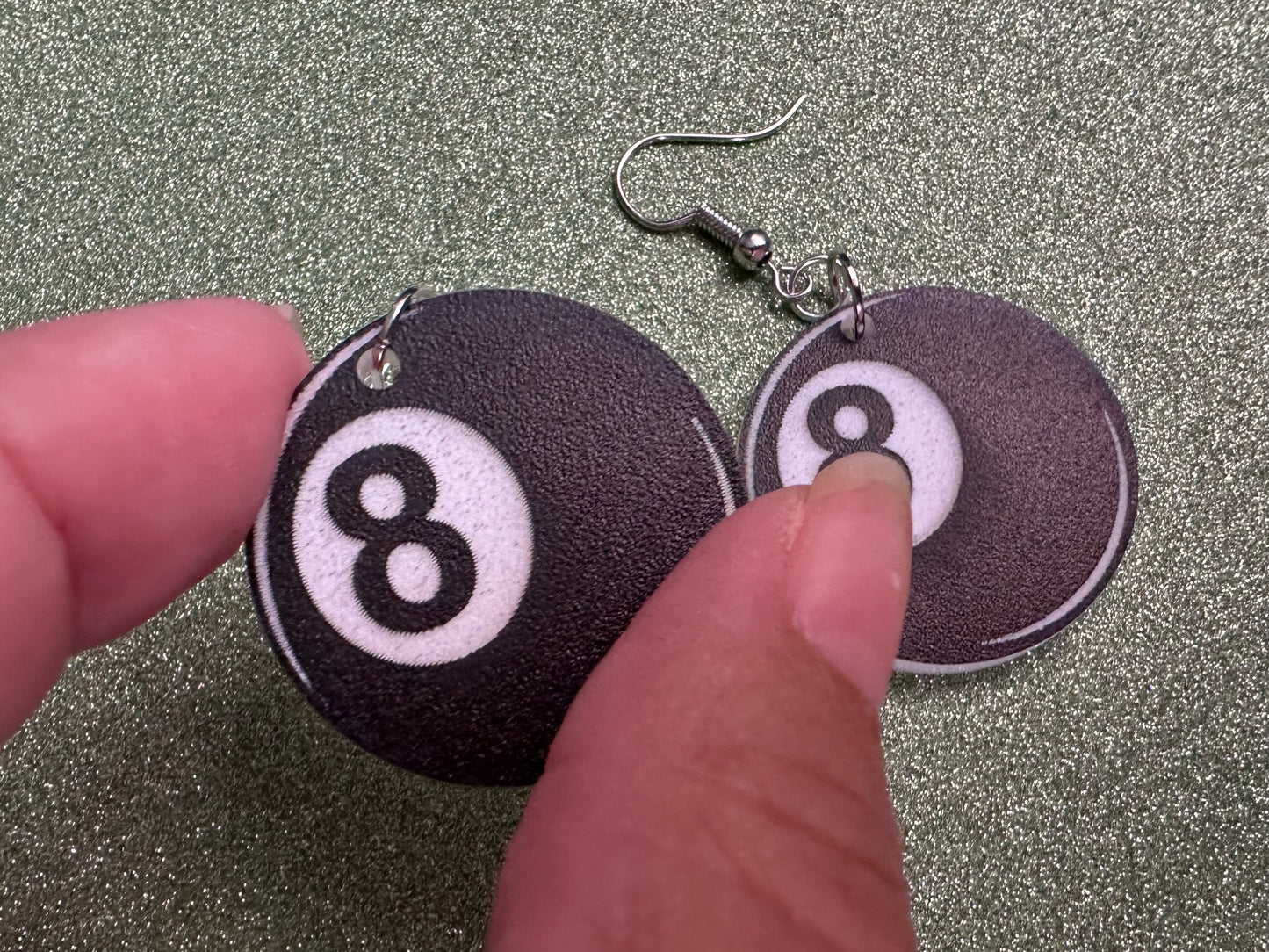 Eight Ball Earrings: Laser Cut Acrylic 8 Balls, Eight Ball Pool Balls, Billiard, Pool Rack, Sports, Hobby, Pub, Best Gifts for Her/Him/Them