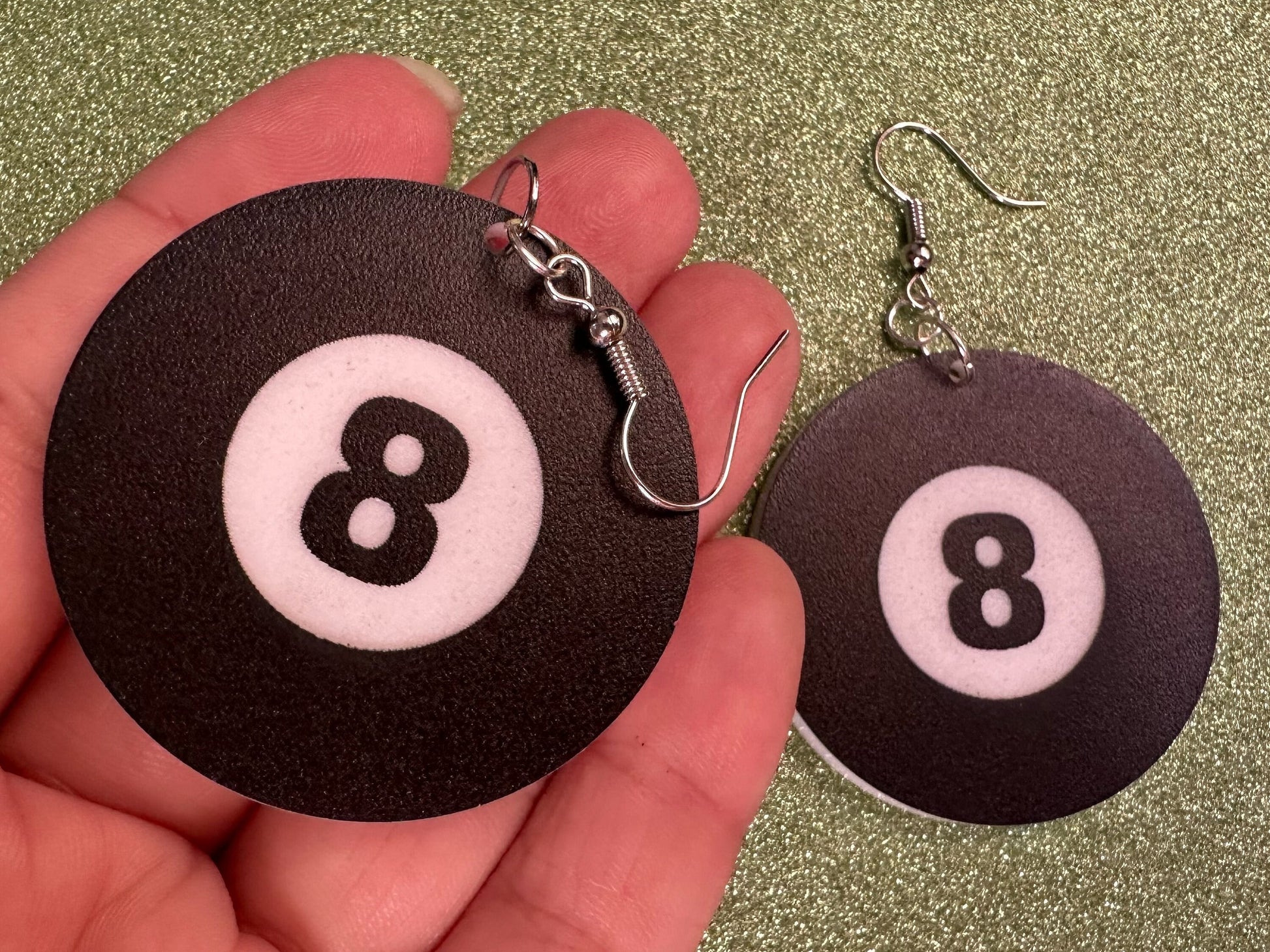 Eight Ball Earrings: Laser Cut Acrylic 8 Balls, Eight Ball Pool Balls, Billiard, Pool Rack, Sports, Hobby, Pub, Best Gifts for Her/Him/Them