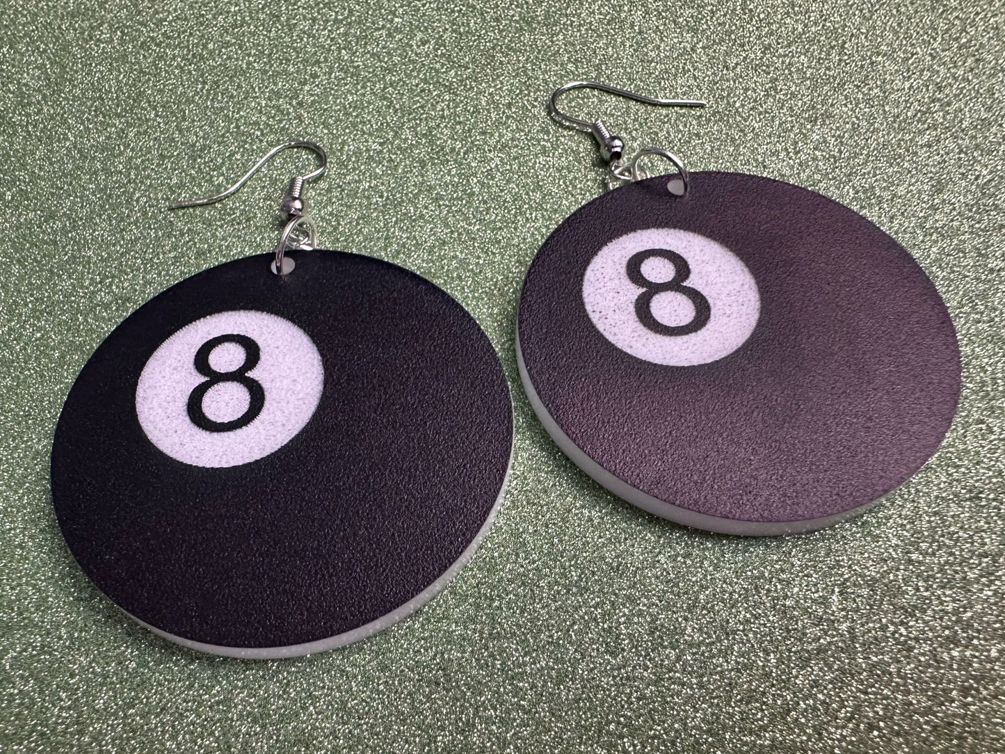 Eight Ball Earrings: Laser Cut Acrylic 8 Balls, Eight Ball Pool Balls, Billiard, Pool Rack, Sports, Hobby, Pub, Best Gifts for Her/Him/Them