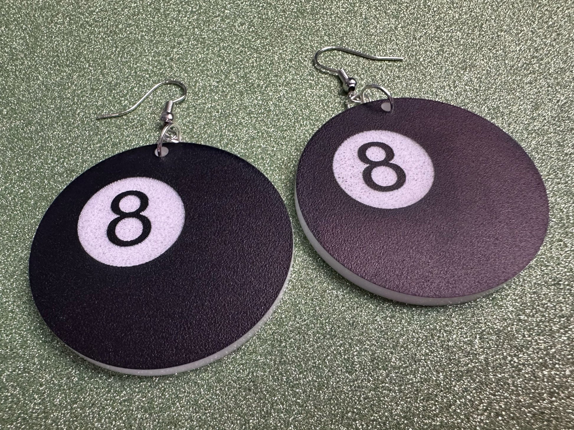Eight Ball Earrings: Laser Cut Acrylic 8 Balls, Eight Ball Pool Balls, Billiard, Pool Rack, Sports, Hobby, Pub, Best Gifts for Her/Him/Them